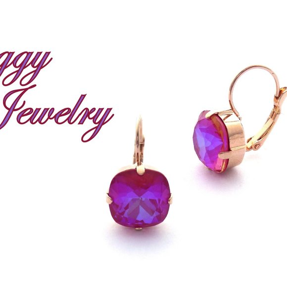 Royal Red DeLite 12mm Cushion Cut Drop Lever-Back Earrings, Assorted Finishes - Picture 3 of 7